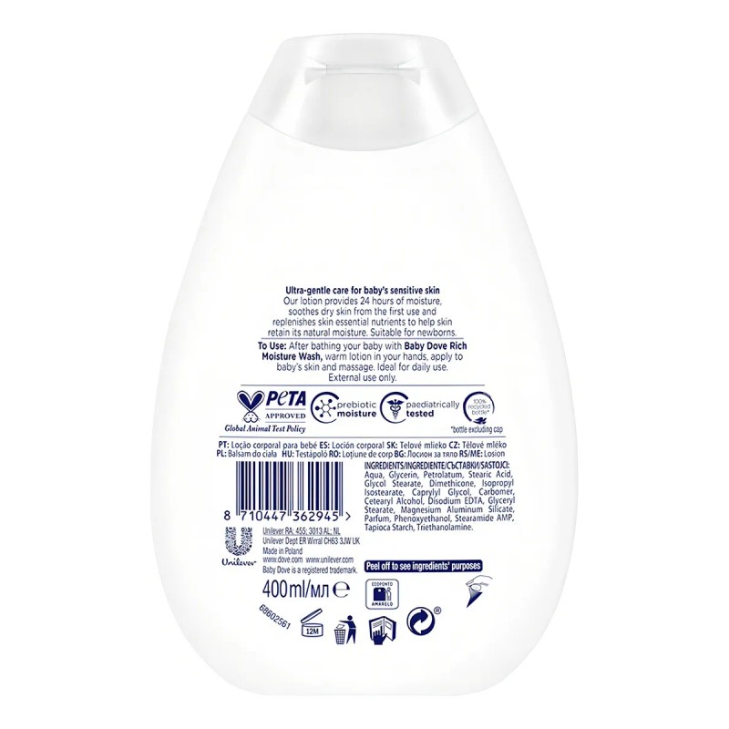 Baby Dove Crema Corporal Humectación Enriquecida 400 Ml