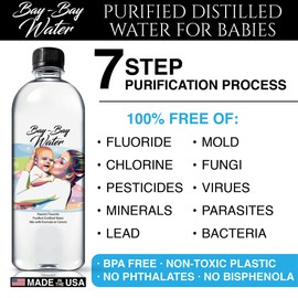 Bay Bay Water - Purified Distilled Water for Babies - 16.9 oz. - Use for Everyday Drinking, Infant Formula, Milk, and Baby Cereal - BPA Free - No Fluoride, Phosphate - Prevent Mineral Overload - (12)