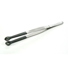 JTS Bead Pearl Holding Tweezers, Rubber Tip Coated, No Scratch, Large Tips, 6" Stainless Jewelry Tool, Silver, Compact