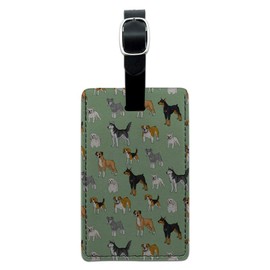 Plenty of Dogs Pattern Rectangle Leather Luggage Card Suitcase Carry-On ID Tag