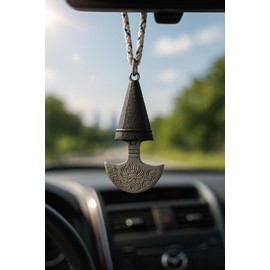 Kirpan Khanda Car Hanging Sarbloh Pendant | Sikh Shastar Accessory for Rear View Mirror | Engraved Kataar Gift | Punjabi Khanda Blade Decor for Car | Sikh Accessory for Men (Khanjar Black)