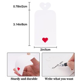 joycraft joycraft 100pcs Blank Gift Tags with String, 4x2 inch White Kraft Paper Tags with Red Heart, Gift Wrapping Tags for Christmas Birthday, Baby Shower, Wedding, Valentine's Day