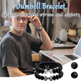 Pulsera de para Hombre y Mujer,Brazalete de Roca Volcánica,Lava Rock Bracelet, Ideal para yoga, meditación y relajación. (Negro)