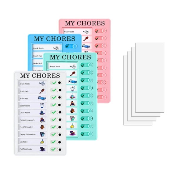 FUNNTY Memo Plastic Board, 4pcs Sliding Routine Chores Chart 40