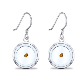 POTIY Real Mustard Seed Earrings Faith Jewelry Cross Charm Inspirational Gift for Christian Women (Earring-S)