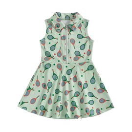 Rourufy Kids Girls Golf Outfit Toddler Girl Sleeveless Golf Dress Summer A Line Polo Dresses Athletic Workout Clothes (C Orange Green, 6-7 Years)