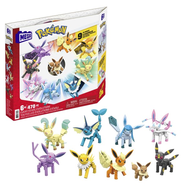 MEGA MEGA POKÉMON Evoli - Evolitionsset, 9 voll bewegliche Figuren