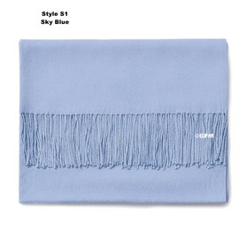 GFM Soft Cashmere Feel Pashmina Style Scarf - Wedding, Bridesmaids, Winter, Autumn - Sky Blue - (FS-aD-1601-SKNL)