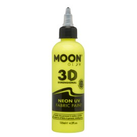 Moon Glow - Neon UV 3D Fabric Paint - 125ml - Intense Yellow - Textile paint for clothes, t-shirts, bags, shoes & canvas