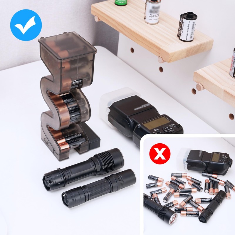 KIWIFOTOS 27 AA Battery Case Holder with Tester, Vertical Battery