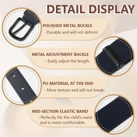 WELROG Elastic Belt for Children Boys - Children's Belt Boys Adjustable Belt for Boys and Girls Sports Belt for Teenagers, navy blue
