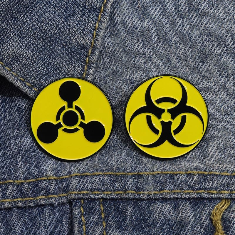 Radiation Hazard Identification Enamel Pin Yellow Metal Badge Brooch As