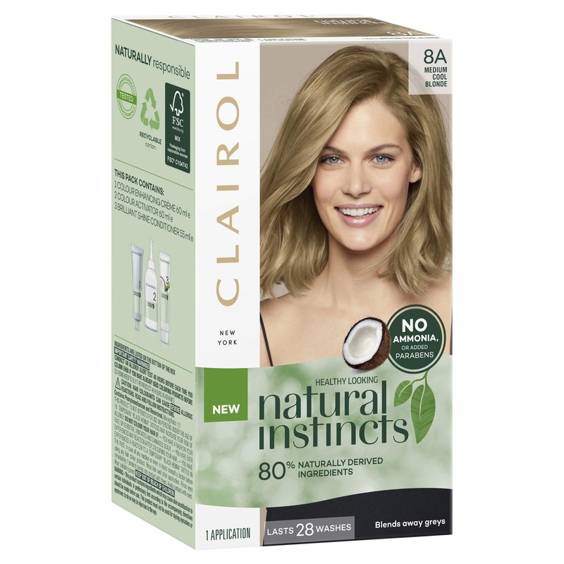 Clairol Natural Instincts Semi-Permanant Hair Colour, 8a Medium Cool Blonde,
