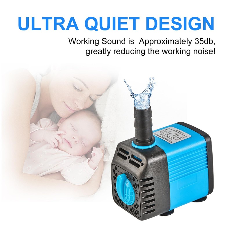 LAPOND 7W Ultra Quiet Submersible Pump with Timer - for