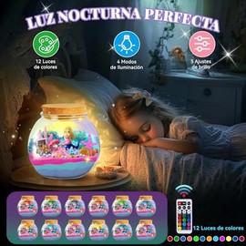 LYSSIID Kit de Contenedor Transparente Iluminado Niños,Kits de Manualidades DIY para niños y niñas,Transparente para Niños con Luz Nocturna Ajustable,Manualidades Unicornio Sirena(Morado - Sirena-01)