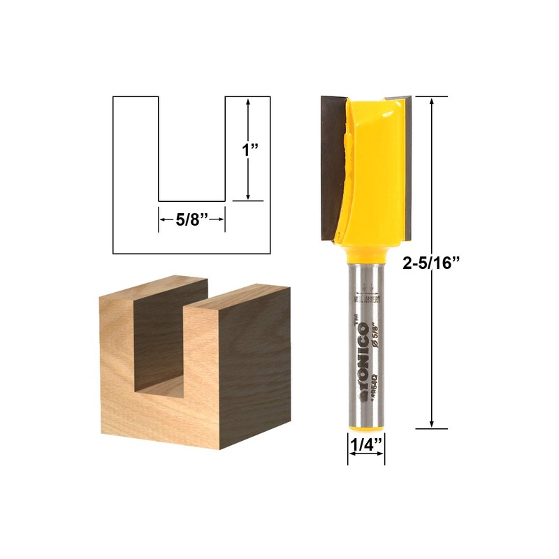 YONICO Router Bits Straight Bit 5/8-Inch Diameter X 1-Inch Height