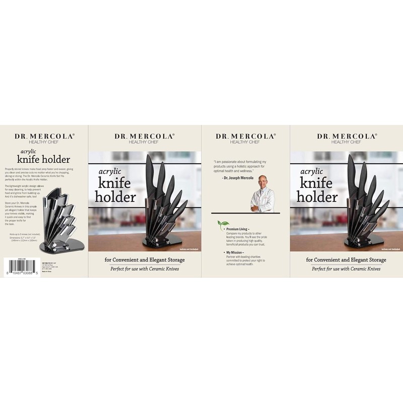 Dr. Mercola Acrylic Knife Holder, Dishwasher Safe