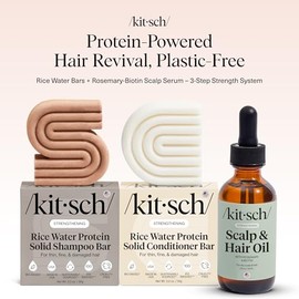 Kitsch Barra de Champú y Acondicionador de Arroz, Suero para Cuero Cabelludo Prelavado - Agua de Arroz para Fortalecer El Cabello, Romero para Cuero C
