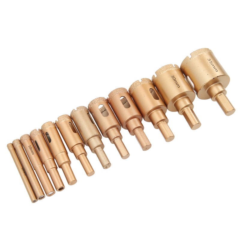 12Pcs Brazed Hole Drill Bit Hole Saw Dry Wet Cut