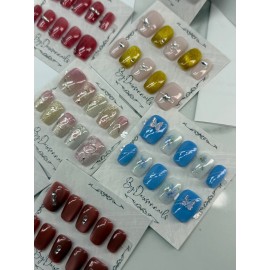 Handmade GRAB BAGS 4 pairs RANDOM DESIGN HANDMADE NAILS 3D collection sz Small  Short LOT