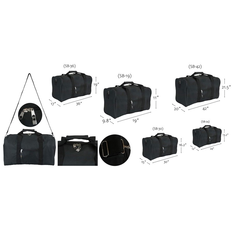 19" 24" 30" 36" 42" Simple Duffel Bag - Black