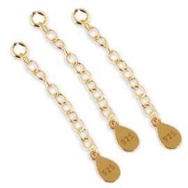 My-Bead Set of 3 Extension Chains 6 cm 925 Sterling Silver Gold-Plated Necklaces Bracelets Jeweller's Quality