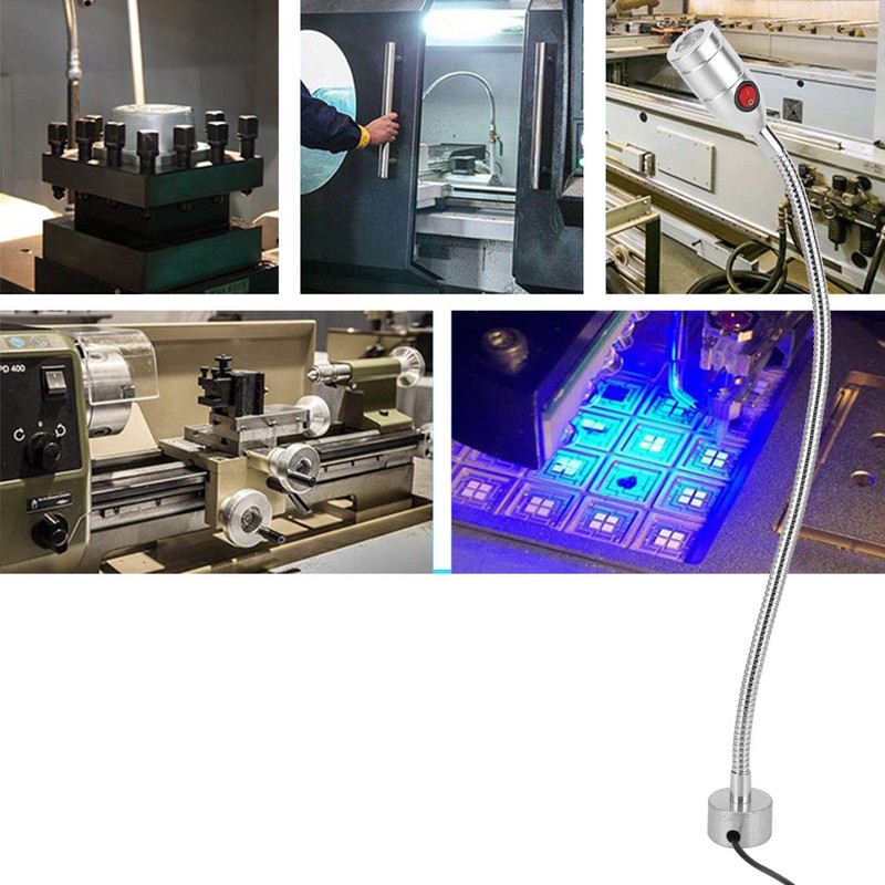 Aluminum LED Machine Work Light Magnetic Base Hose CNC Sewing