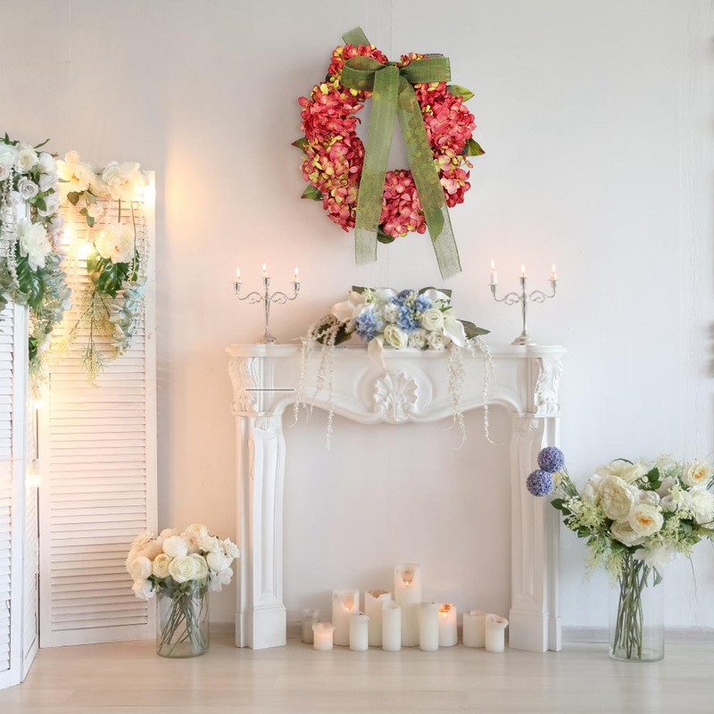 Thanksgiving Wreath Fall Hydrangea Bowknot Decoration Flower Garland Wreath Thanksgiving