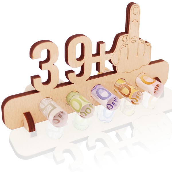 Sugeru® Unusual Money Gifts 40th Birthday - 39 + 1 | Funny Funny Money Gifts Sign | Guest Book Gift | Wooden Deco for Anniversary Friends/Family/Man/Women Creative (40)