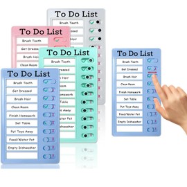 4Pcs Family to-do List Chores Chart Board, Routine Chore Chart,Montessori Independent Helper, Visual Charts,Plastic Checklist Board for Kids, Children, Adults（White, Blue, Green, Pink）