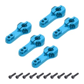 QUARKZMAN Pack of 5 Aluminium Servo Horn 25T Steering Arm 35 mm Length Blue Suitable for DIY RC Car/Boat/Airplanes Boat Model Accessories with 2 Pieces Screws