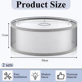 Weewooday 2 Pack 2 Tier Light Shade Ceiling 30cm Modern Stylish Lampshade for Ceiling Lights Gauze Fabric Table Floor Lamps Ceiling Light Shade for Living Rooms, Kitchen, Bedroom, Hallways (Grey)