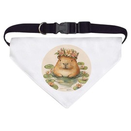 Large 'Cute Capybara with Floral Crown' Dog/Cat/Pet Bandana (PD00064252)