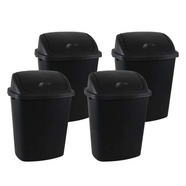 Yesdate 4 Packs Commercial Heavy-Duty Trash Can with Lid, Plastic