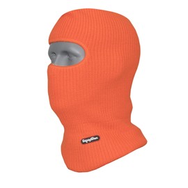 RefrigiWear Double Layer Acrylic Knit Open Hole Balaclava Face Mask (High Visibility Orange, One Size Fits All)