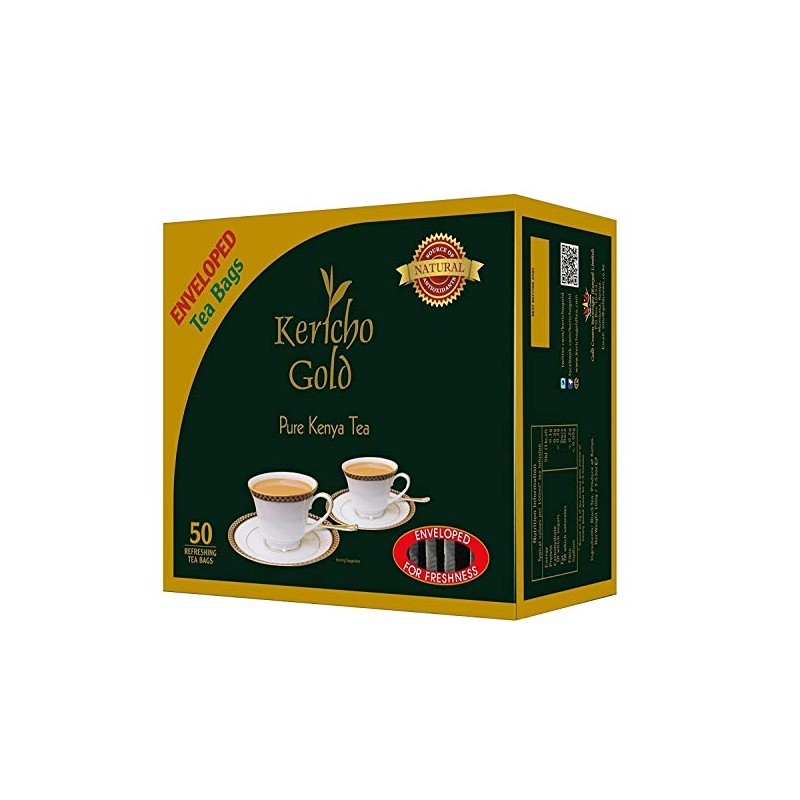 Kericho gold Kenyan Tea (Black Tea, 50 Enveloped Tea Bags,