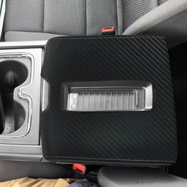 YOFAMO for Chevy Silverado/GMC Sierra 1500 2500 3500 2014-2018 Car Armrest Cover Waterproof Center Console Pad Covers Scratch Resistance Box Cover Leather Protector Pad Accessories(Carbon + Black)