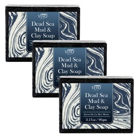 Vivo Per Lei Dead Sea Soap Bar - Face Soap for Women - Contains Dead Sea Salt, Charcoal - 3.17 Oz - Pack of 3