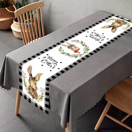 Easter Table Runner Rabbit Tablecloth Table Cover Decor for Home Room Kitchen Dinning Table Decoration 180x35cm