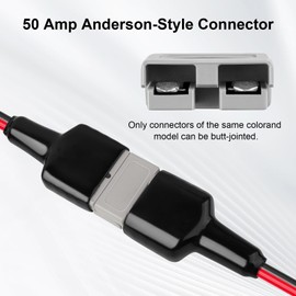 XRDS -RF 8AWG Tinned Copper Wire with Anderson-Style 50A Connectors 1FT, Heavy-Duty Battery Extension Cable for Solar Panel, Inverter, and RV Applications (2-Pack)