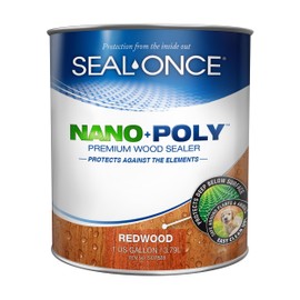 Seal-Once Nano+Poly Penetrating Wood Sealer with Polyurethane - Premium Waterproof Sealant -1 Gallon & Redwood