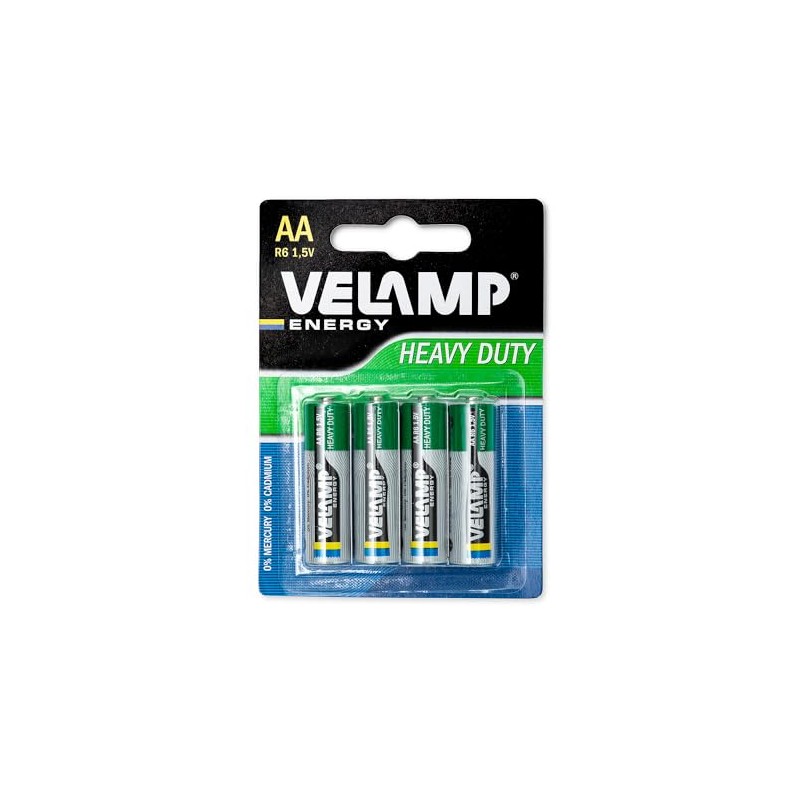 Velamp R6/4BP Pila Zinco Carbone Stilo R6 AA, 1.5V, Verde