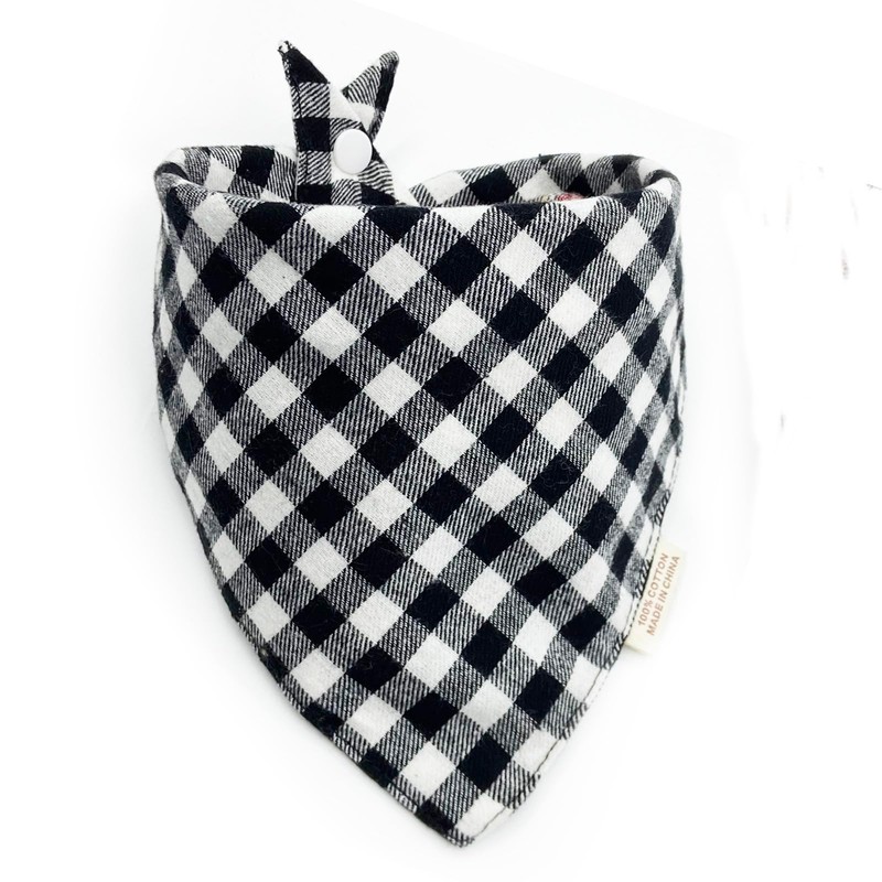 Pañuelo para perro (crema, negro, a cuadros, L)