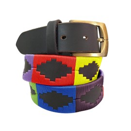 Carlos Diaz Mens Womens Premium Unisex Brown Leather Embroidered Designer Polo Belt (100 cm/ 38-40 Inches)