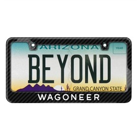 iPick Image Made for Jeep Wagoneer Black Real 3K Carbon Fiber License Plate Frame