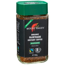 Mount Hagen Organic Fair Trade Caffeinated Instant Coffee 3.5 oz (100 g) Natural Caffeine Removal Process Cuts 99.7% Caffeine Aroma