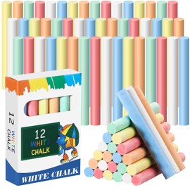 Noveread 48 Pcs Dustless Chalk 6 Colored Chalkboard Chalk School Chalk Sticks Writing Supplies for Classroom Home Cafe Menu Sidewalk Art