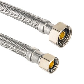 2-Pack EFIELD Faucet Supply Lines, 1/2" FIP x 3/8" COMP Faucet Hose, 12-inch length Stainless Steel Braided Supply Line