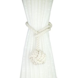 JQWUPUP Rustic Curtain Tiebacks - Outdoor Curtain Holdbacks Holders - Cotton Drape Tie Backs Rope for Curtains (Beige, 2 Pack)