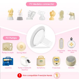 Pump Parts for Medela Breast Pump, 21MM Oval Soft Flanges w/ 106 Degree Wider Opening Angle for Medela symphony Pump, PersonalFit, Freestyle, Maxflow, Freestyle Flex Swing Maxi Connector（2 Packs ）